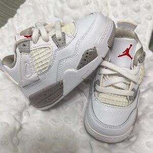 Jordan 4s Kids White and Gray Sneakers